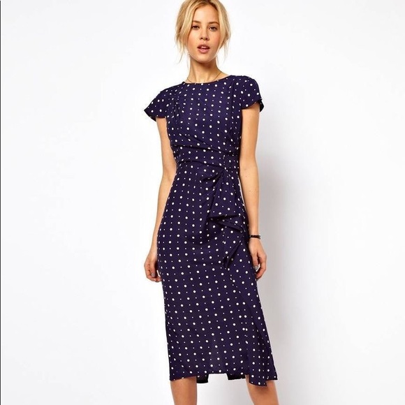 ASOS Dresses | Navy Blue Polka Dot 